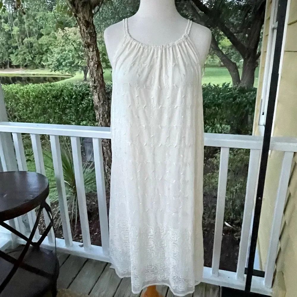 Chelsea & Violet Cream Lace Overlay Halter Dress